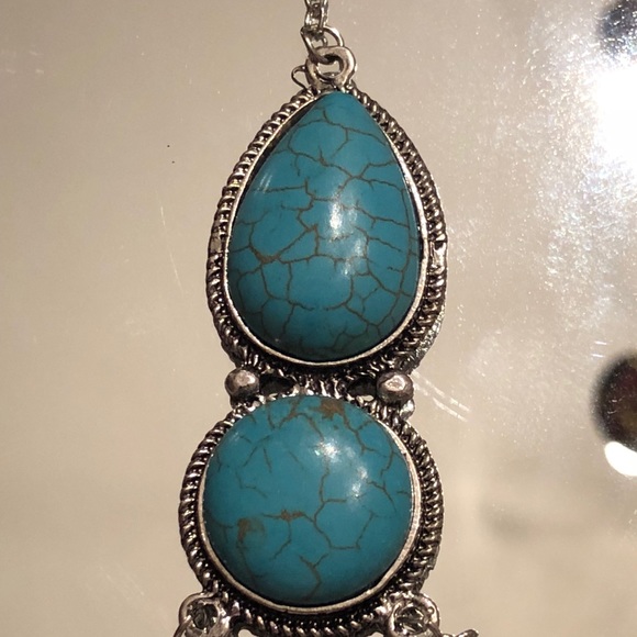 Turquoise Chain Hand Harness Finger Ring Bracelet - Picture 4 of 4